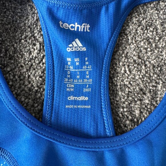 NWT Adidas Sports Bra Women's Climalite  Techfit Bra Size M Blue - Picture 3 of 4